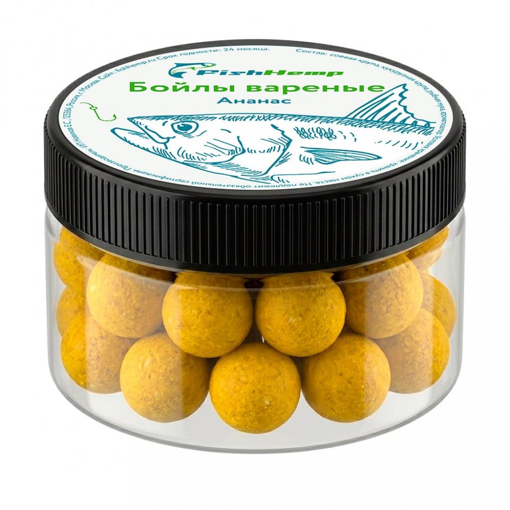 Насадочные бойлы FishHemp «Ананас» 14 мм (вареные)