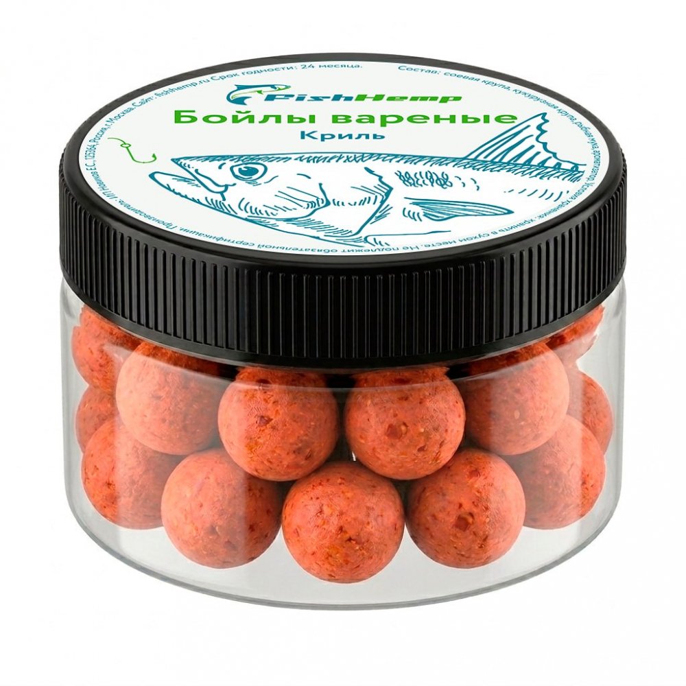 Насадочные бойлы FishHemp «Криль» 20 мм (вареные)